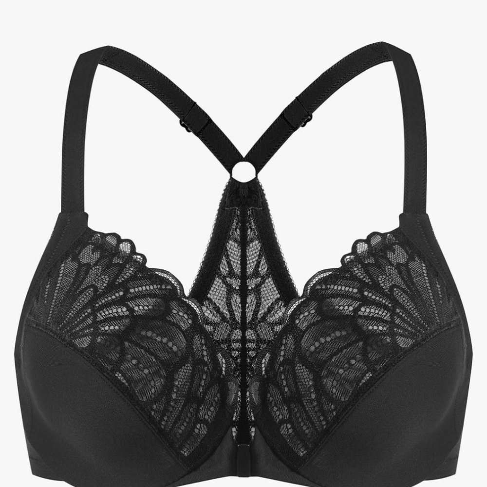 MELENECA Women's Racerback Front Closure Full Coverage Unlined Underwire bra.